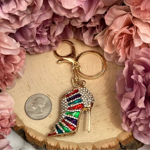 Multicolor 3D High Heel Crystal Shoe Keychain Charm - Picture 14 of 16